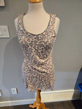 Haiku Leopard Print Embellished Tank Top | Size XXL | NWT